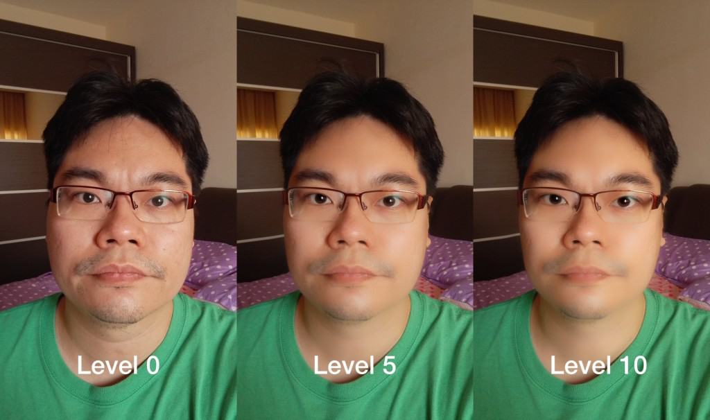 Compare different Beauty Mode levels