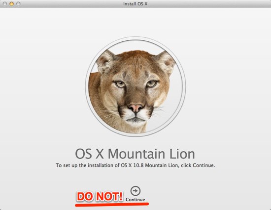 Do Not Install OS X immediately