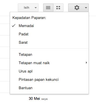 Google Drive menu in Malay language