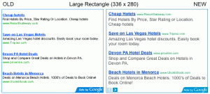 New AdSense large rectangle ad unit design compared