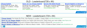 New AdSense leaderboard ad unit design compared