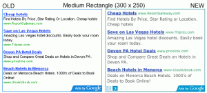 New AdSense medium rectangle ad unit design compared