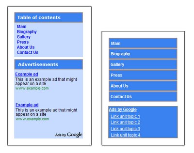 Google AdSense ads near site navigation