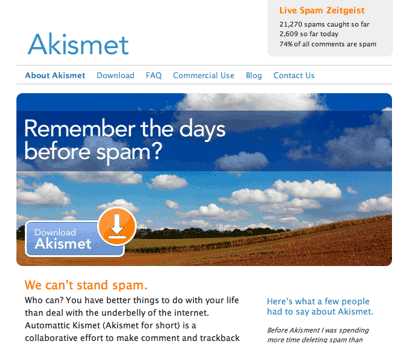 Akismet – the global anti spam plugin for wordpress