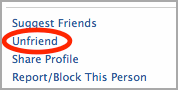 Facebook unfriend