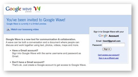 you have been invited to Google Wave!