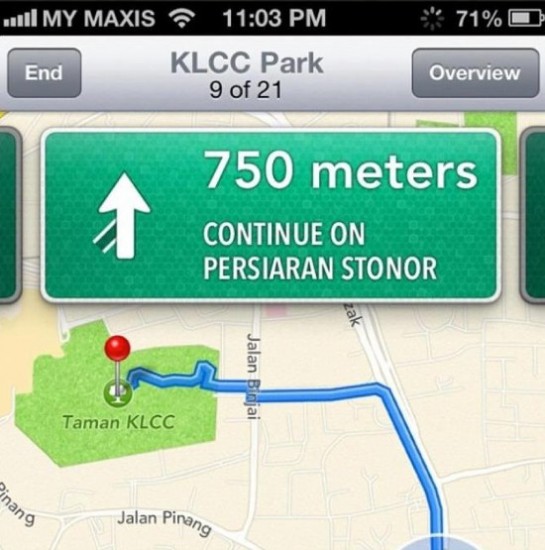 iOS 6 Malaysia map navigation