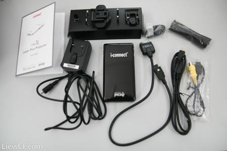 what are included in the package of I-connect View X laser pico projector