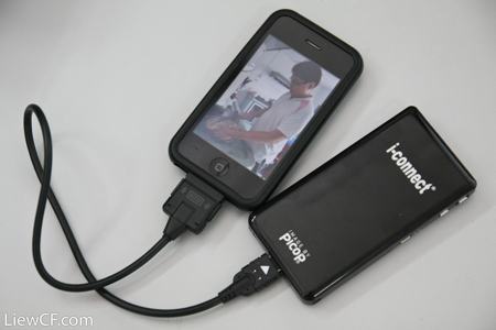 i-connect View X laser pico projector connect to iPhone 3GS