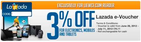3% off for electronics purchase on Lazada