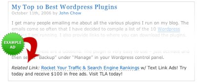 Example of Post Level Text Link Ads Example of Post Level Text Link Ads