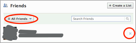 Unfriend facebook friend list