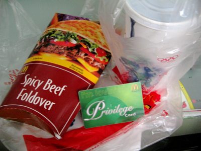 McDonald's Spicy Beef Foldover + Coke + McD Privilege Card
